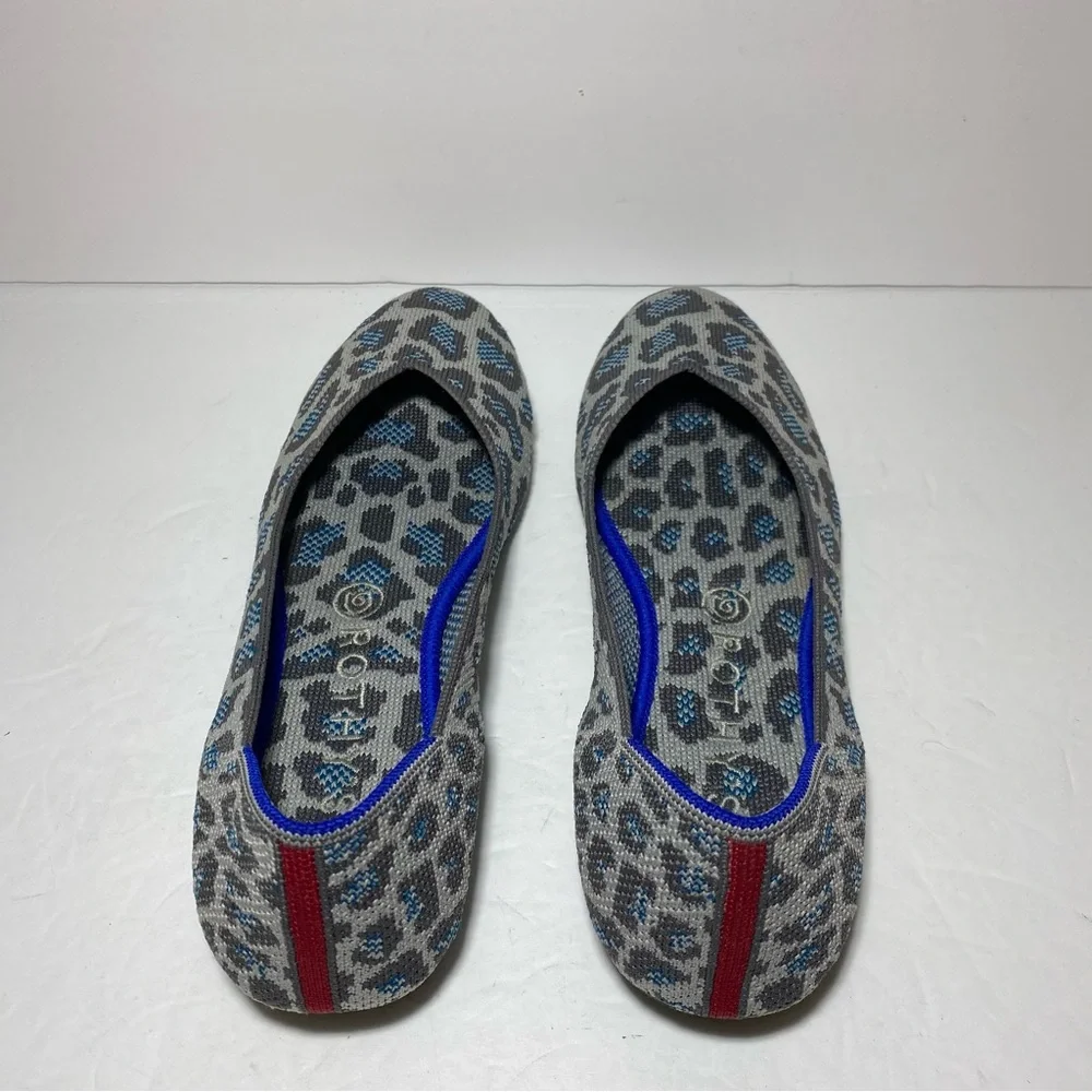 Rothy's The Flat In Gray Leopard Spotted Retired Print Size 8 Ballet Flat